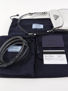 Prada Silver Metallic Patent Leather Mini Cleo Two-Way Shoulder Bag
