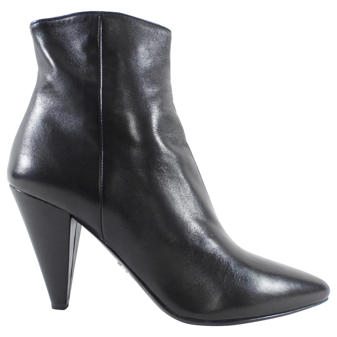 Prada Black Leather Heeled Ankle Boots - 36.5