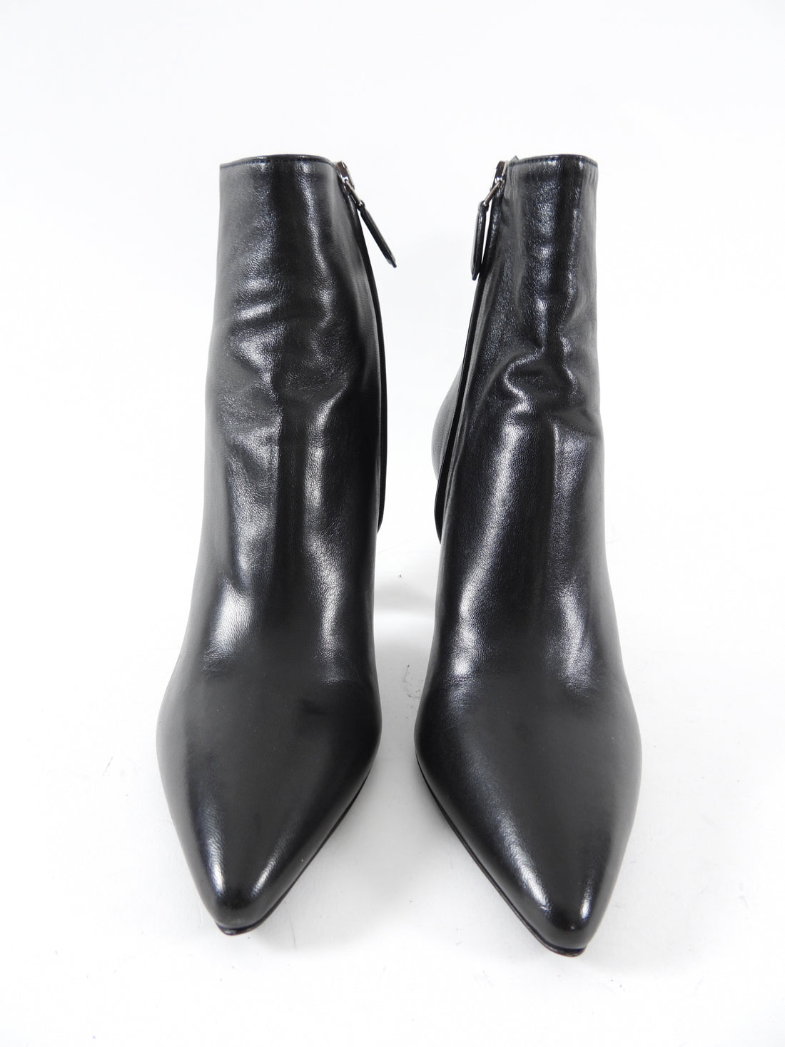 Prada Black Leather Heeled Ankle Boots - 36.5