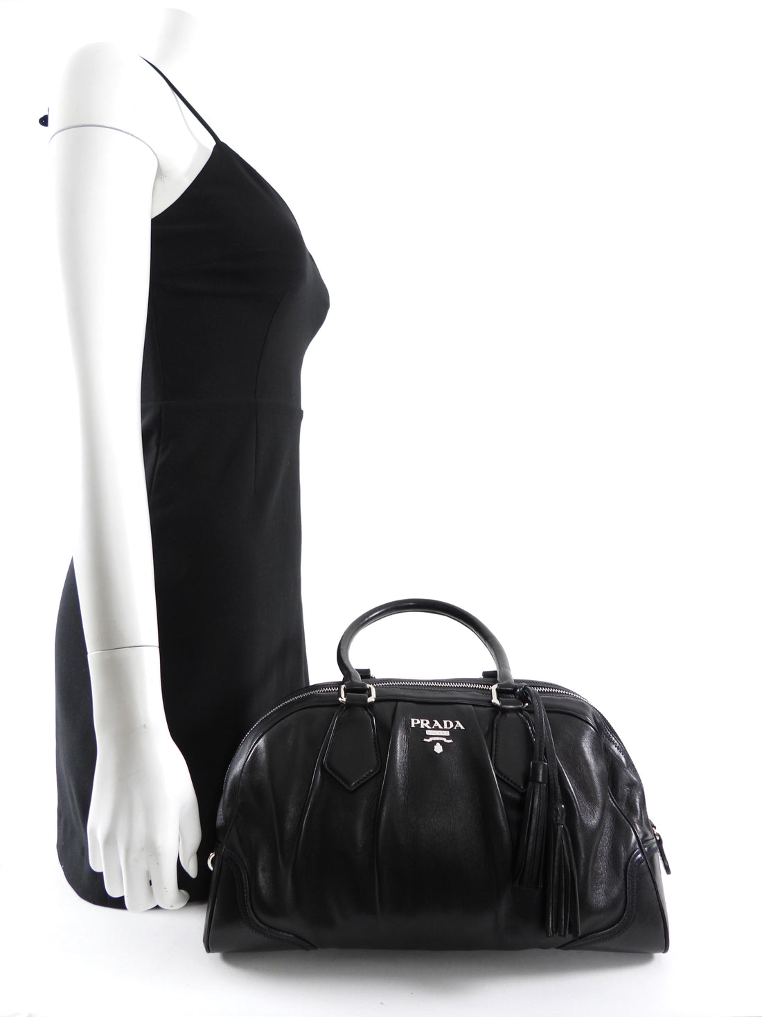Prada Black Leather Nappa Leather Bowler Bag