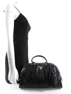 Prada Black Leather Nappa Leather Bowler Bag