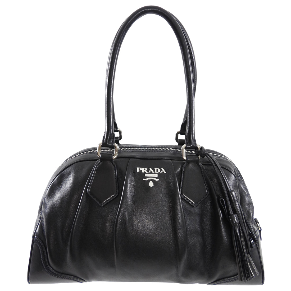 Prada Black Leather Nappa Leather Bowler Bag