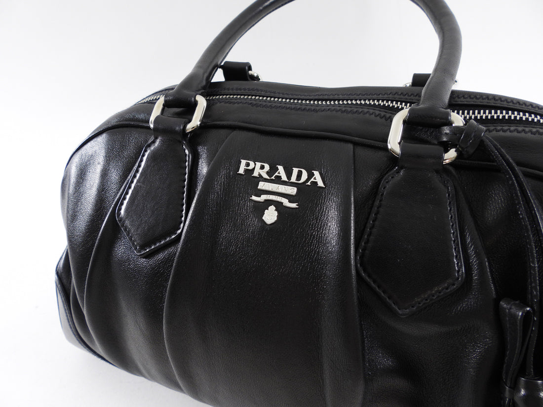 Prada Black Leather Nappa Leather Bowler Bag