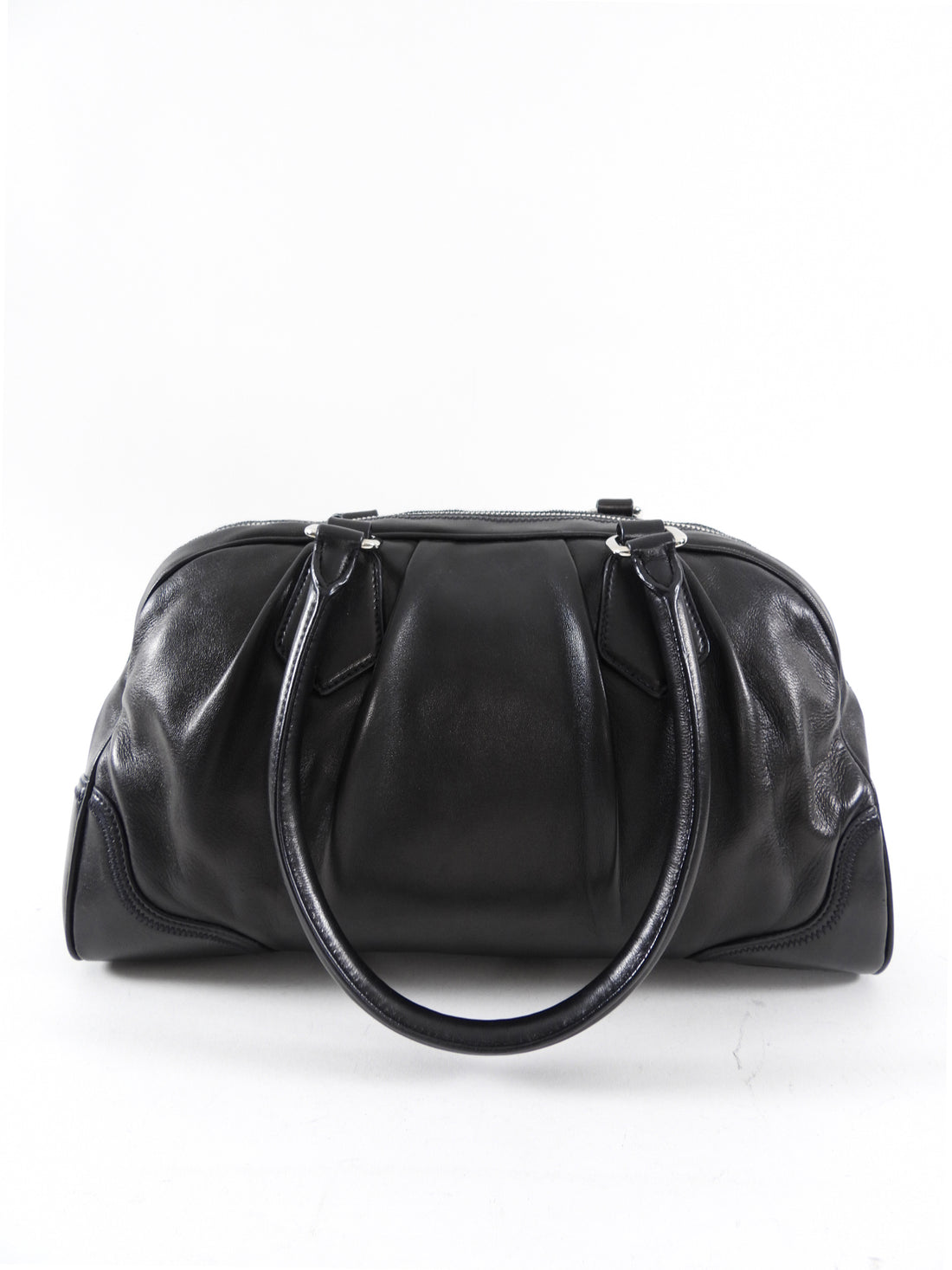 Prada Black Leather Nappa Leather Bowler Bag