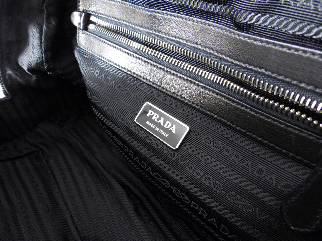 Prada Black Leather Nappa Leather Bowler Bag