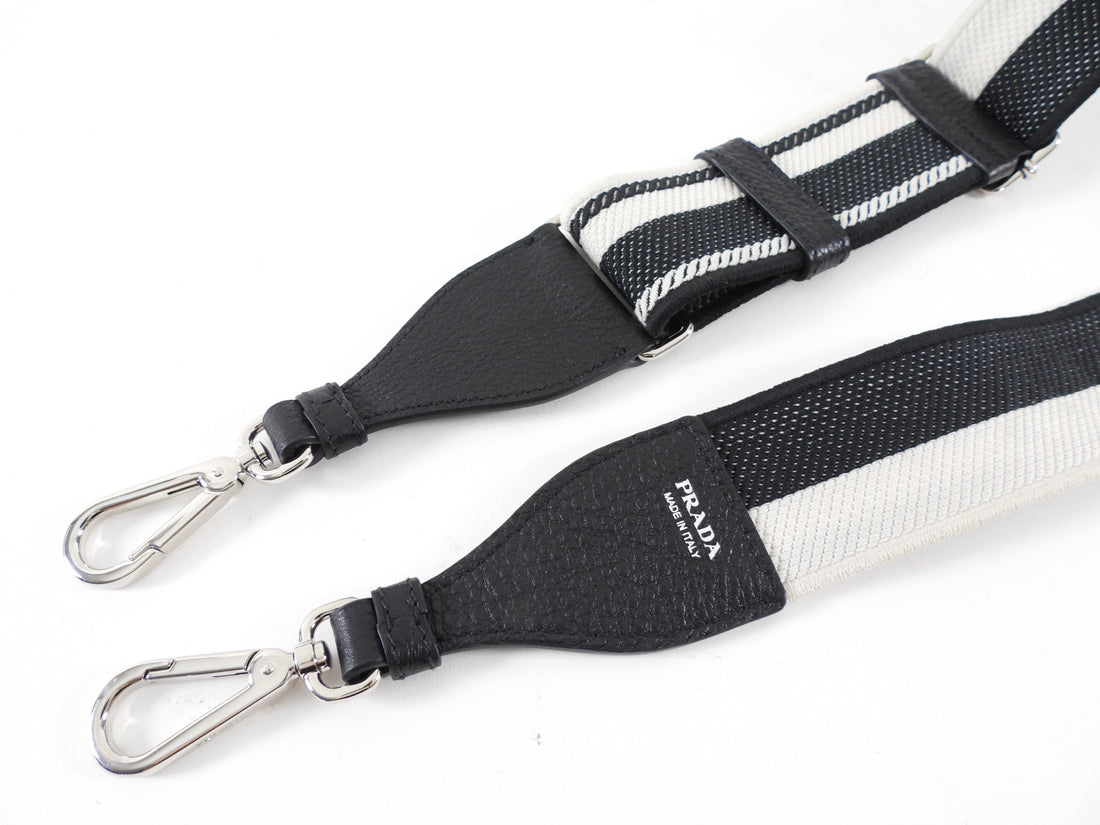 Prada Black and White Logo Bag Strap