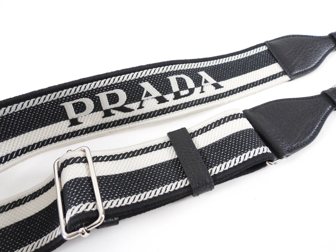 Prada Black and White Logo Bag Strap