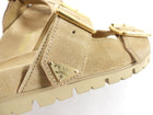 Prada Double Buckle Beige Suede Flat Slide Sandals - 36.5 (fits like 37)