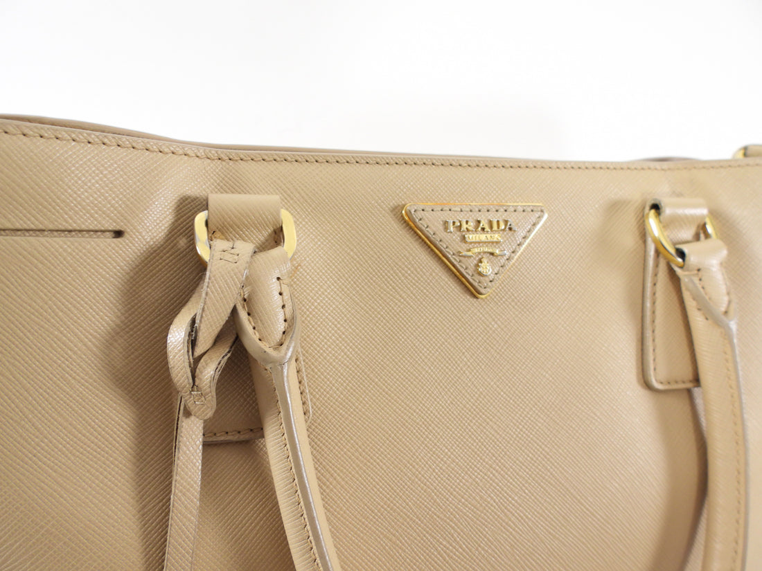 Prada Saffiano Leather Medium Nude Galleria Tote Bag