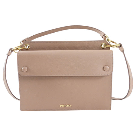 Prada Beige Saffiano Phone Case / Two-Way Crossbody Bag