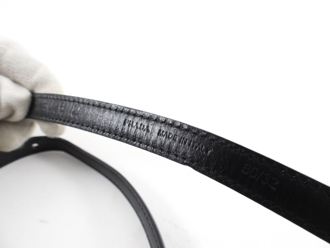 Prada Black Patent Thin Bow Belt - 80 / 32