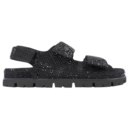 Prada Re-Nylon Crystal Strass Dad Sandals Black - 38.5