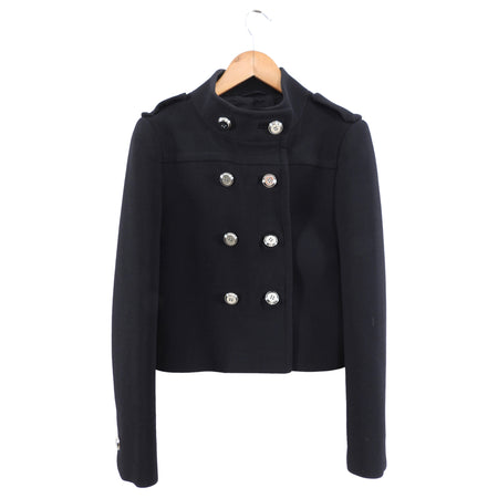 Prada Black Wool Short Jacket with Silver Buttons - IT40 / S