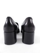 Prada Black Glossed Leather Block Heel Loafers - 39.5