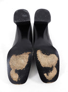 Prada Black Glossed Leather Block Heel Loafers - 39.5