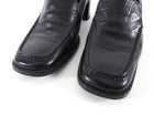 Prada Black Glossed Leather Block Heel Loafers - 39.5