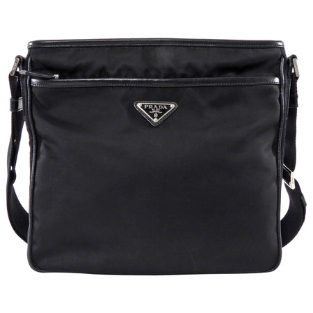 Prada Black Nylon Web Strap Crossbody Messenger Bag