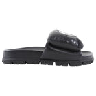 Prada Black Lambskin Leather Padded Slide Sandals - 36