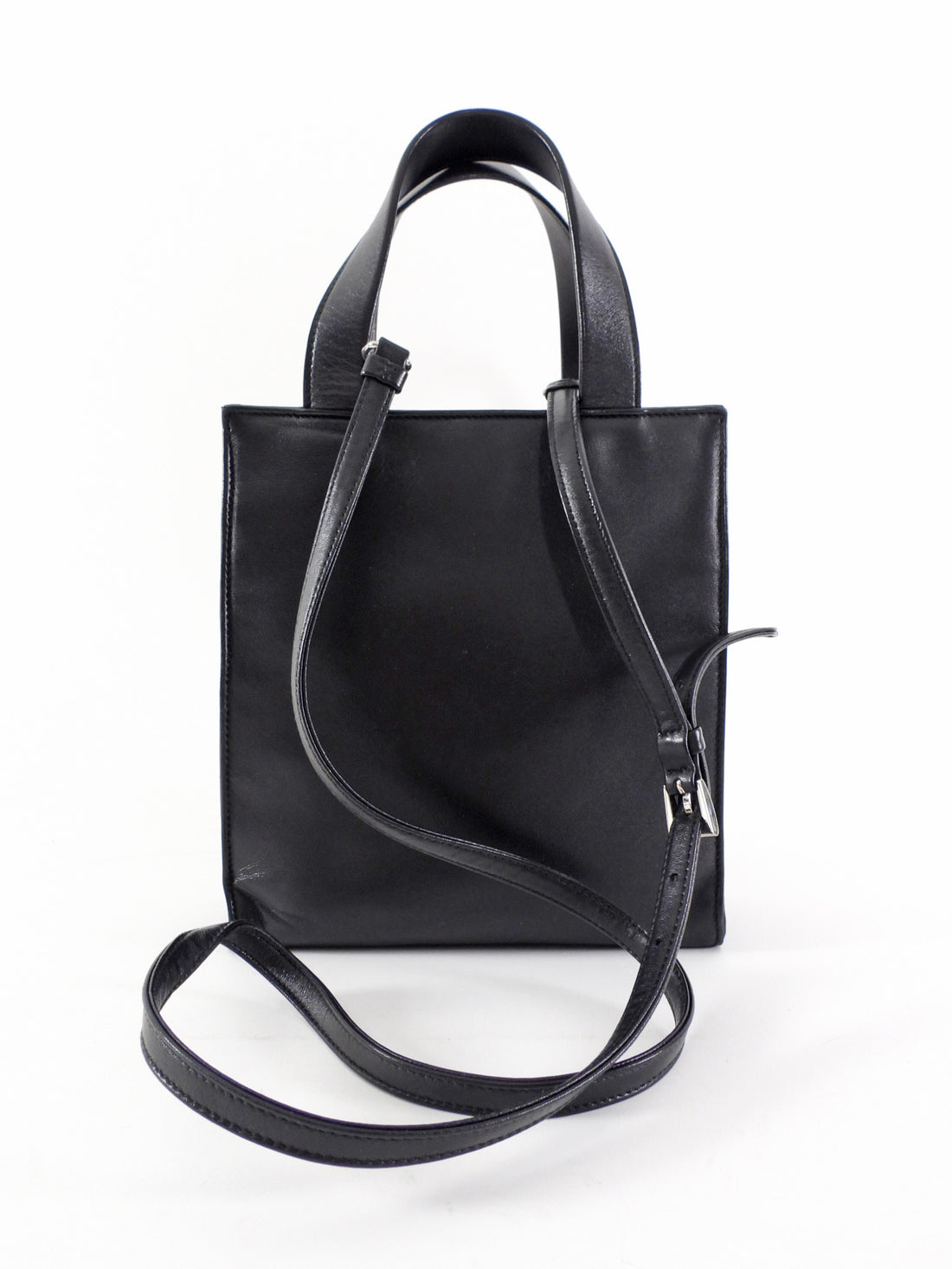 Prada Black Nappa Small Triangle Pocket Vertical Two Way Tote Bag