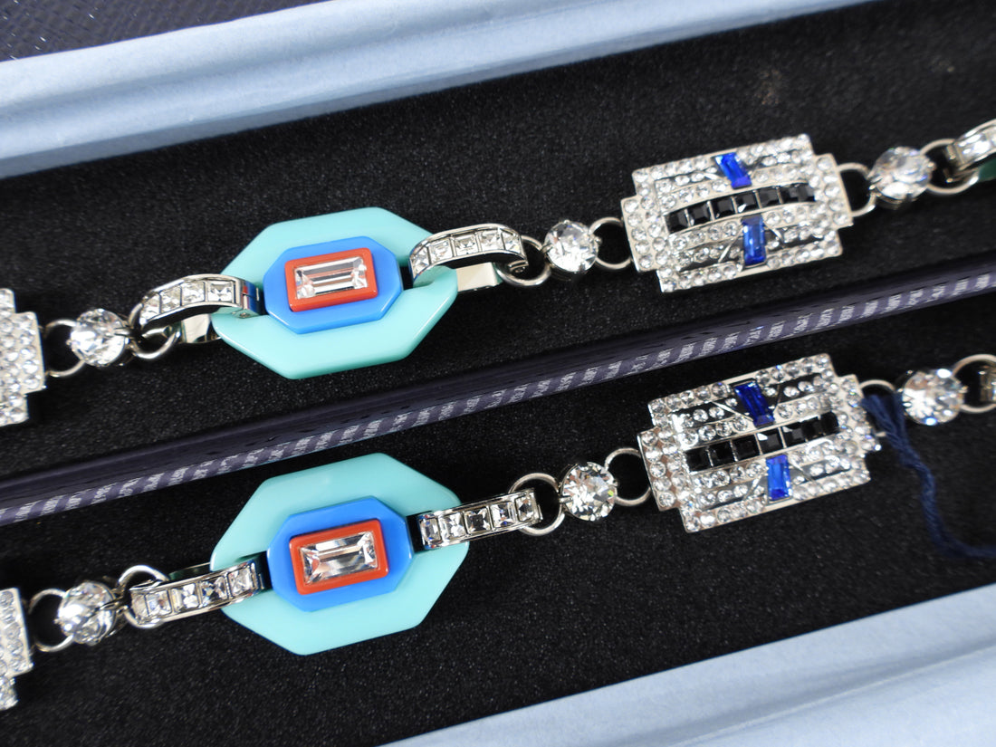Prada Art Deco Crystal and Resin Geometric Jewelled Bag Strap - Turquoise