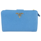 Prada Blue Multicolour Saffiano Leather Compact Wallet