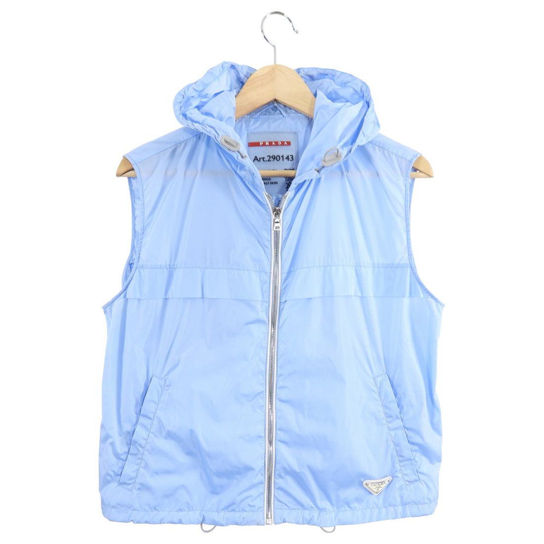 Prada Tessuto Nylon Light Blue Hooded Windbreaker Vest - S / M