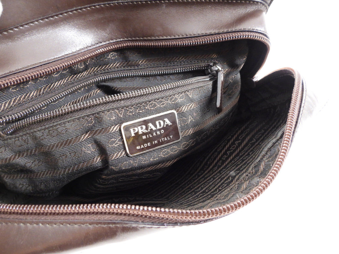 Prada Vintage Archive SS 1999 Brown Leather Chest Rig Backpack Bag
