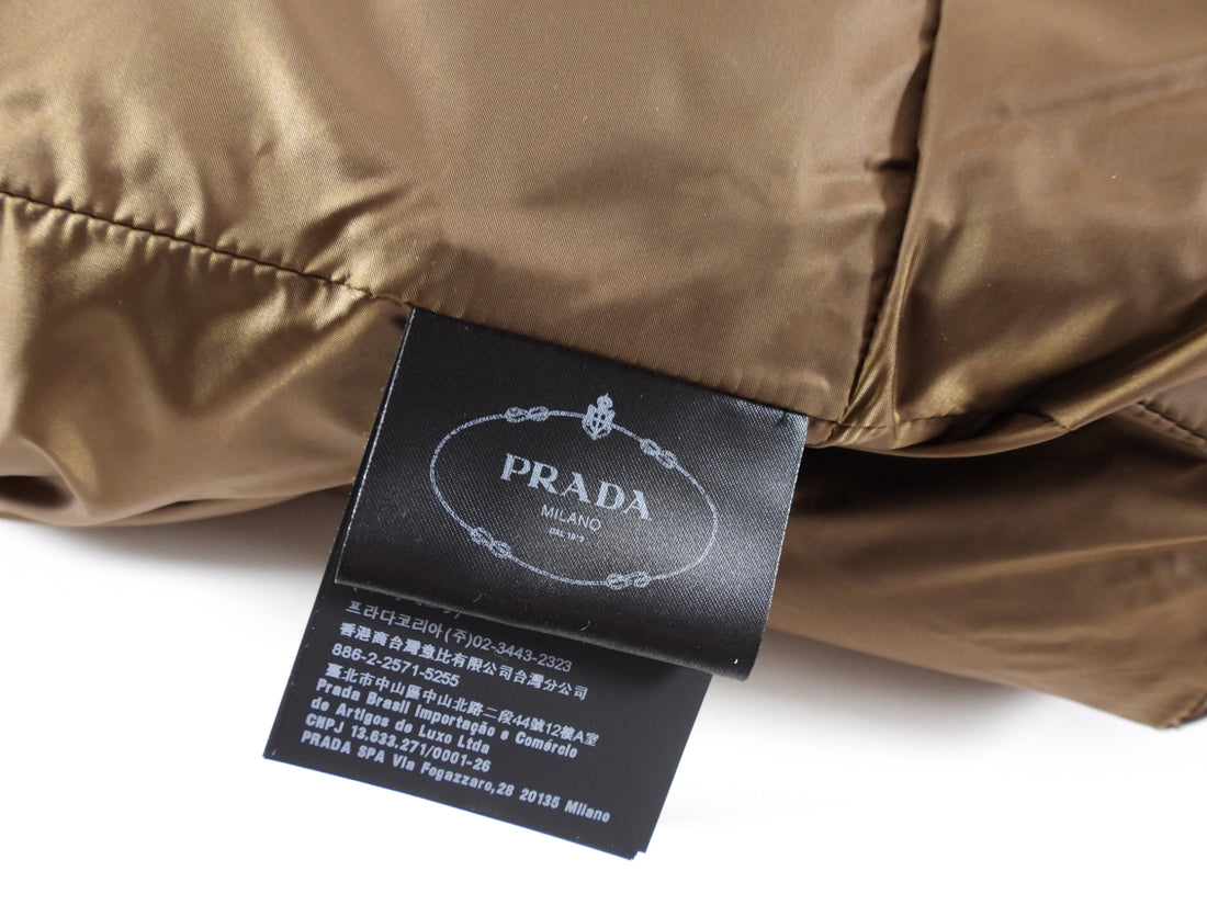 Prada Brown Leather Oversized Puffer Jacket - M