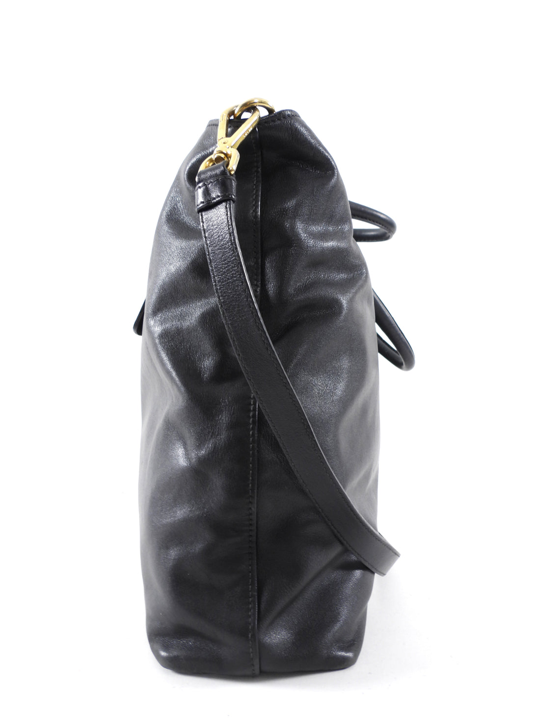 Prada Black Soft Calf Leather Two Way Tote Bag