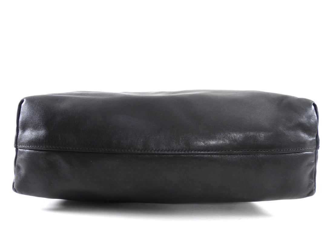 Prada Black Soft Calf Leather Two Way Tote Bag