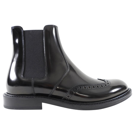 Saint Laurent Black Glossed Leather Chelsea Boot - 36.5