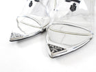 Prada Silver Metallic Patent Leather and PVC Triangle Logo Pointed Mules - 37