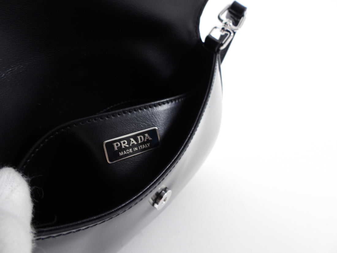 Prada Small Cleo Brushed Leather Shoulder Bag With Flap