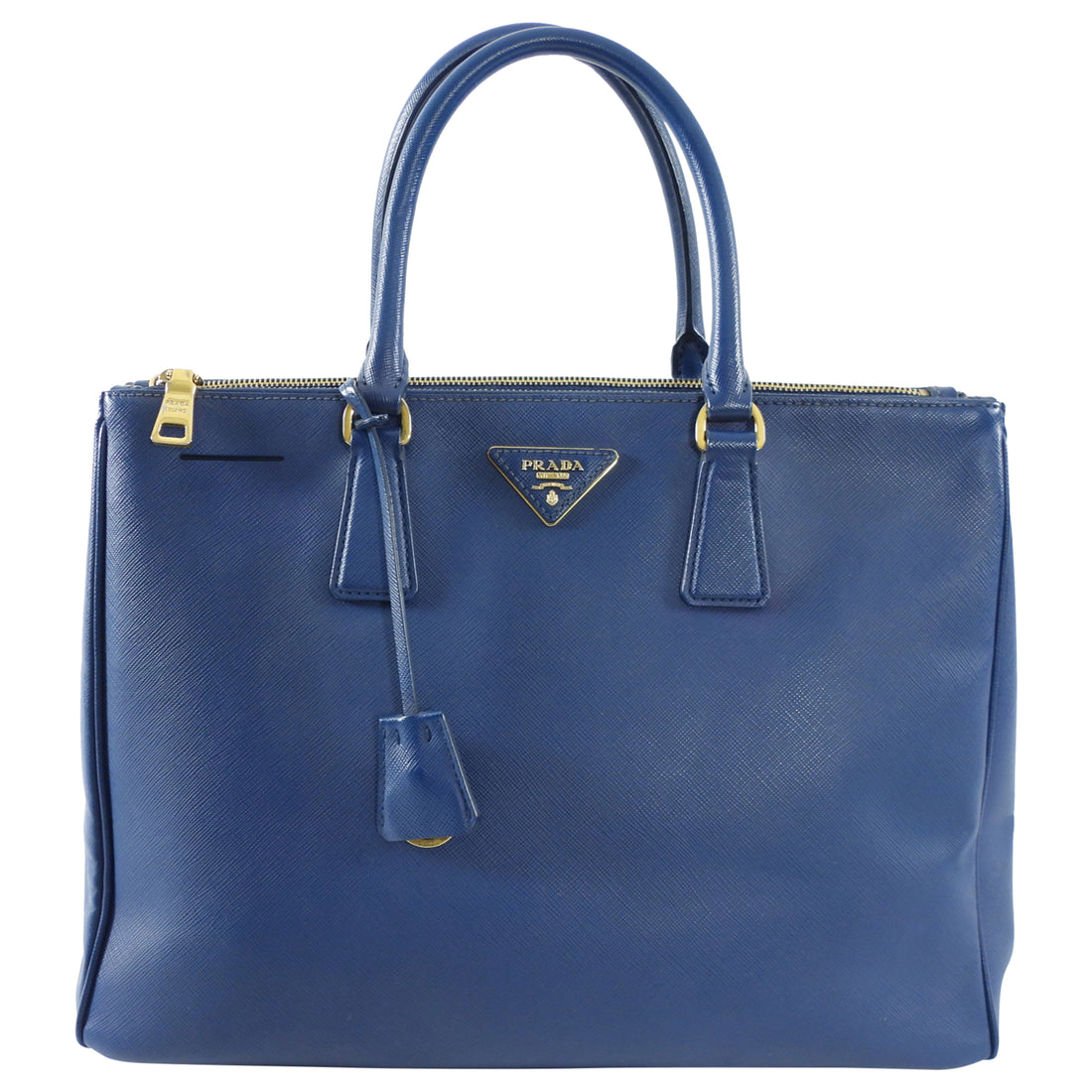 Prada Dark Blue Saffiano Leather Galleria Medium Double Zip Bag