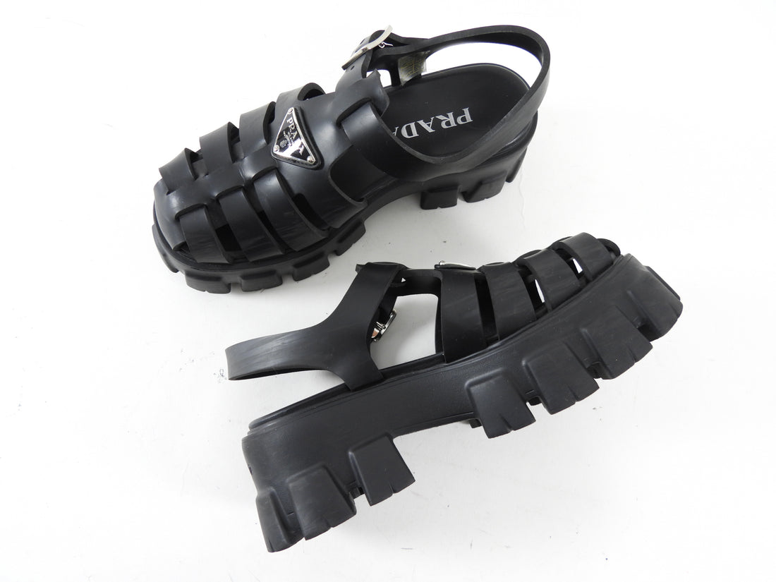 Prada Rubber Monolith Fisherman Sandals - 37