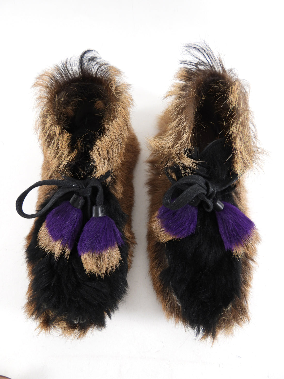 Prada Brown and Purple Flat Goat Fur Mocassin Boots - 38.5 / 8