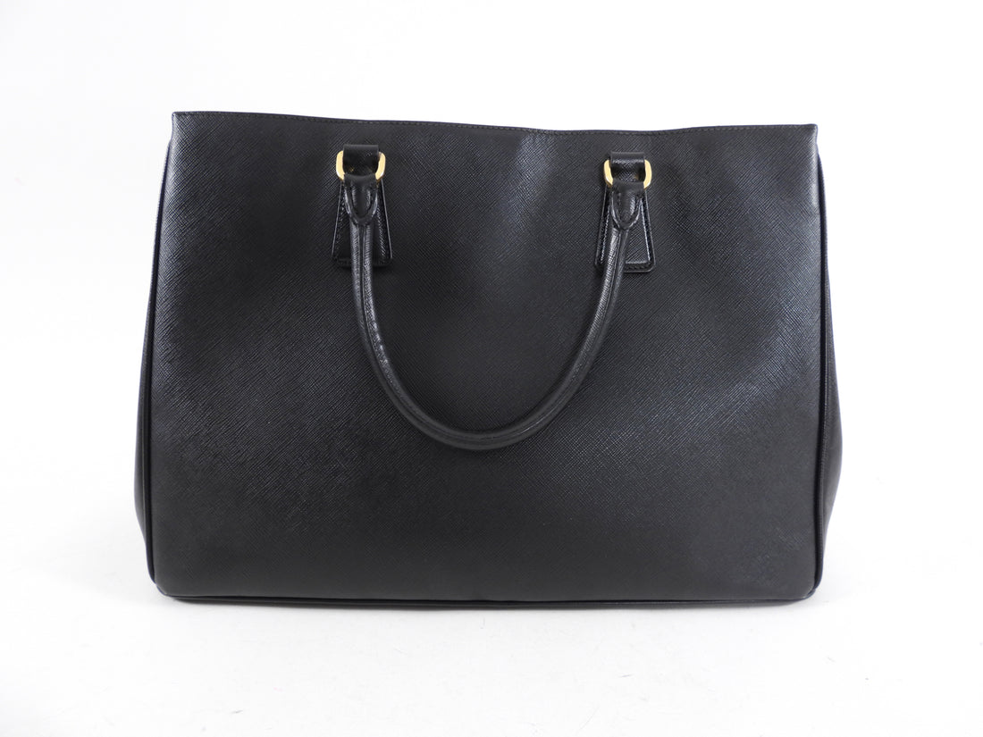 Prada Large Black Saffiano Leather Galleria Tote Bag