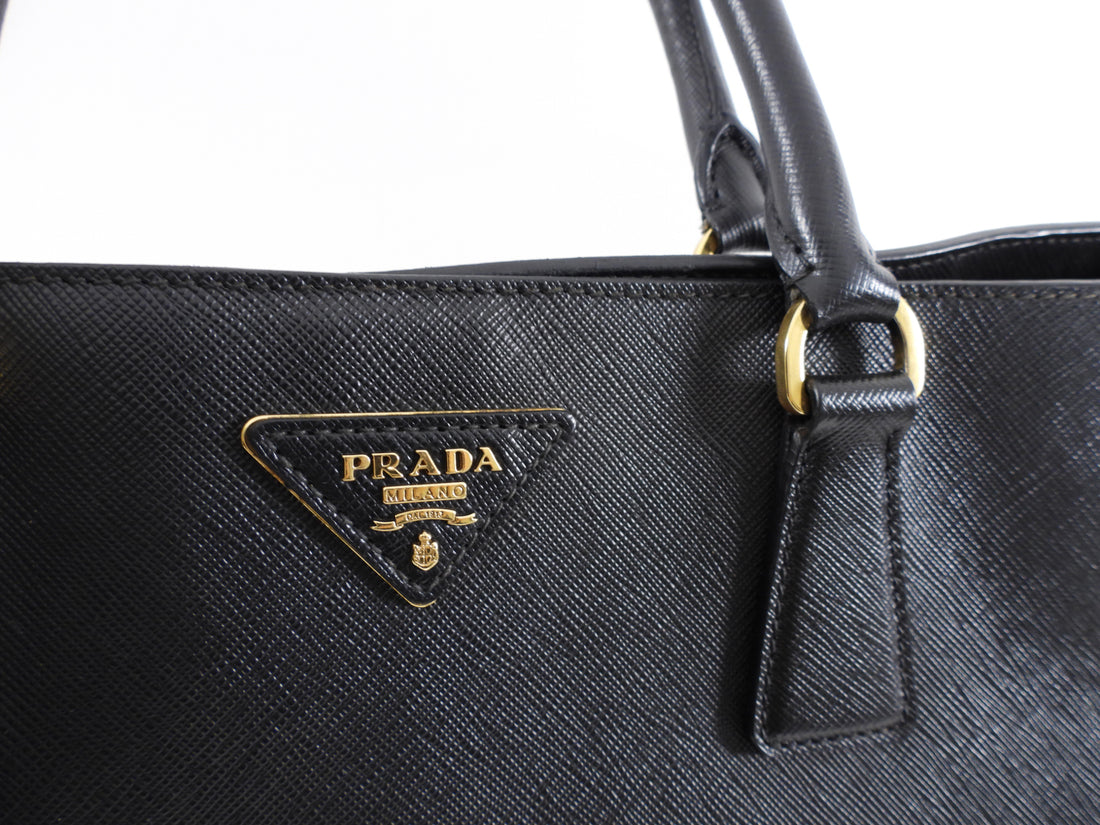 Prada Large Black Saffiano Leather Galleria Tote Bag