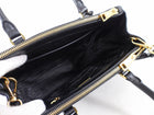 Prada Small Black Saffiano Leather Double Zip Galleria Tote Bag