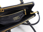 Prada Small Black Saffiano Leather Double Zip Galleria Tote Bag