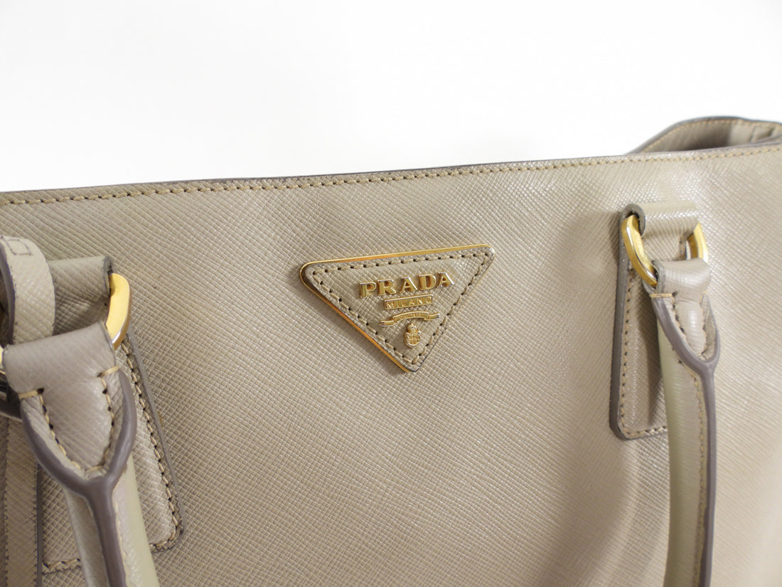 Prada Light Beige Saffiano Leather Large Galleria Tote Bag