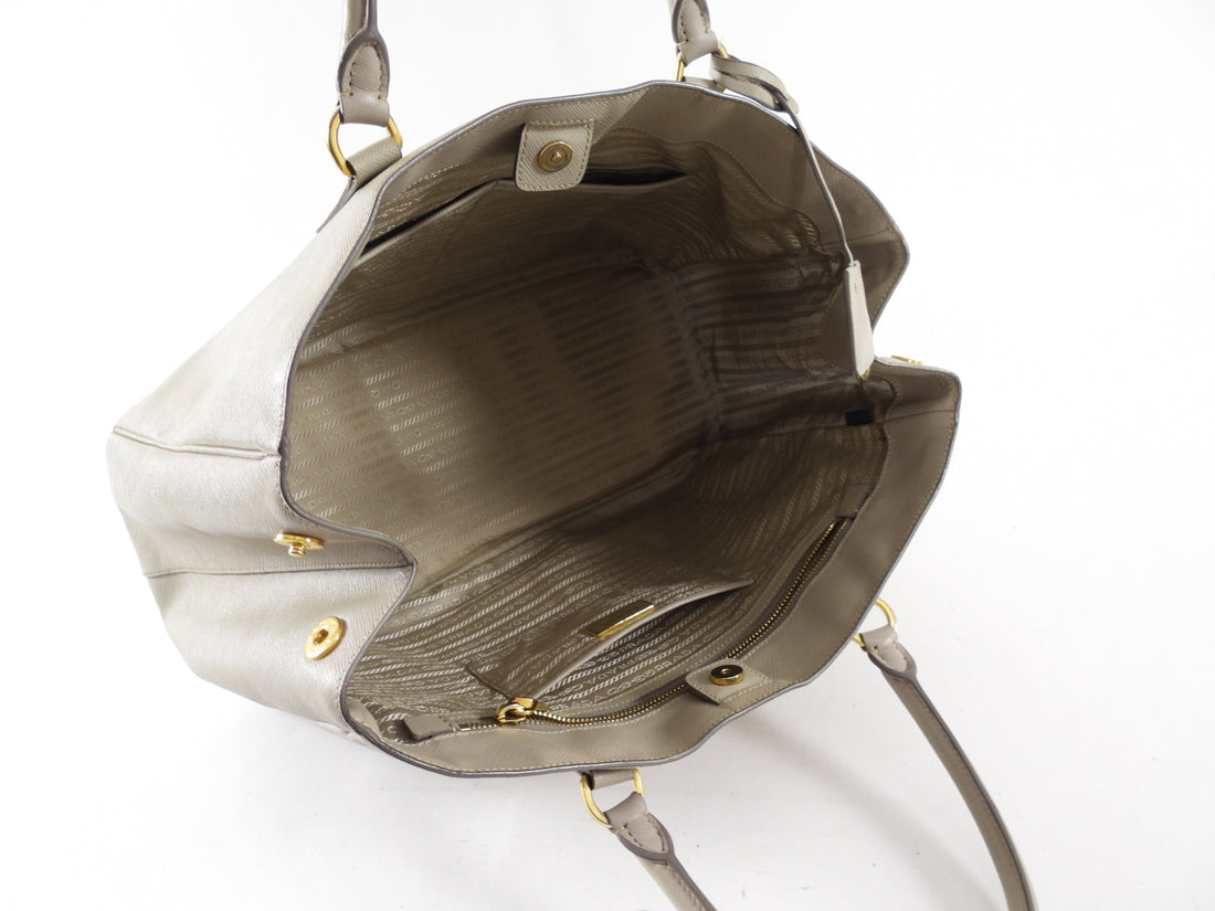 Prada Light Beige Saffiano Leather Large Galleria Tote Bag