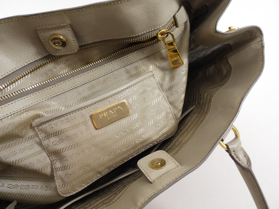 Prada Light Beige Saffiano Leather Large Galleria Tote Bag