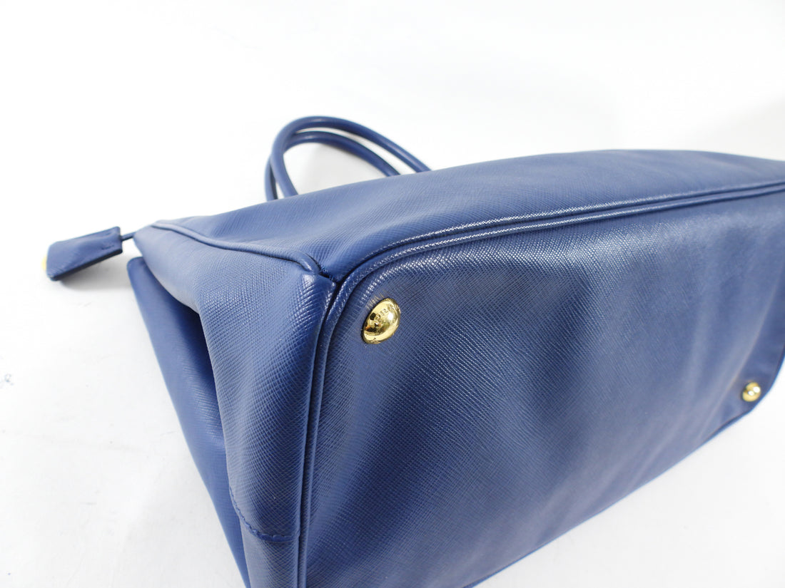 Prada Dark Blue Saffiano Leather Large Galleria Tote Bag