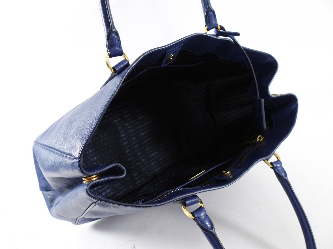 Prada Dark Blue Saffiano Leather Large Galleria Tote Bag