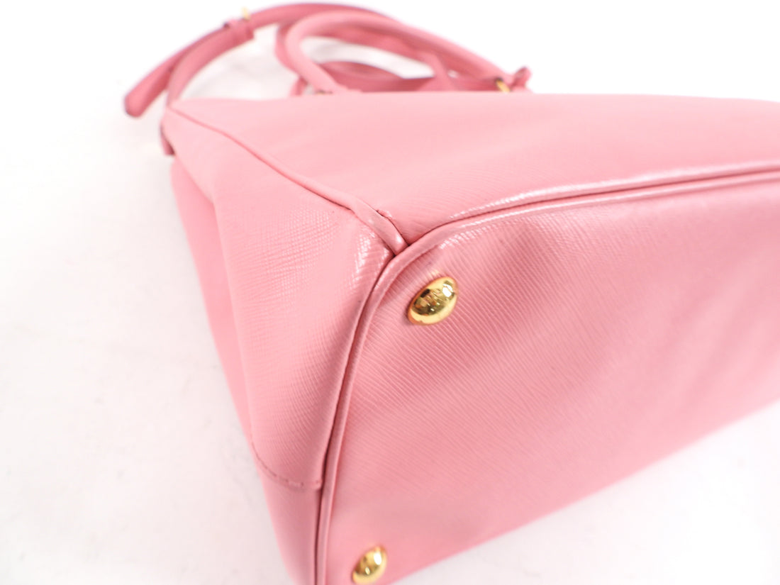 Prada Pink Saffiano Leather Double Zip Galleria Bag