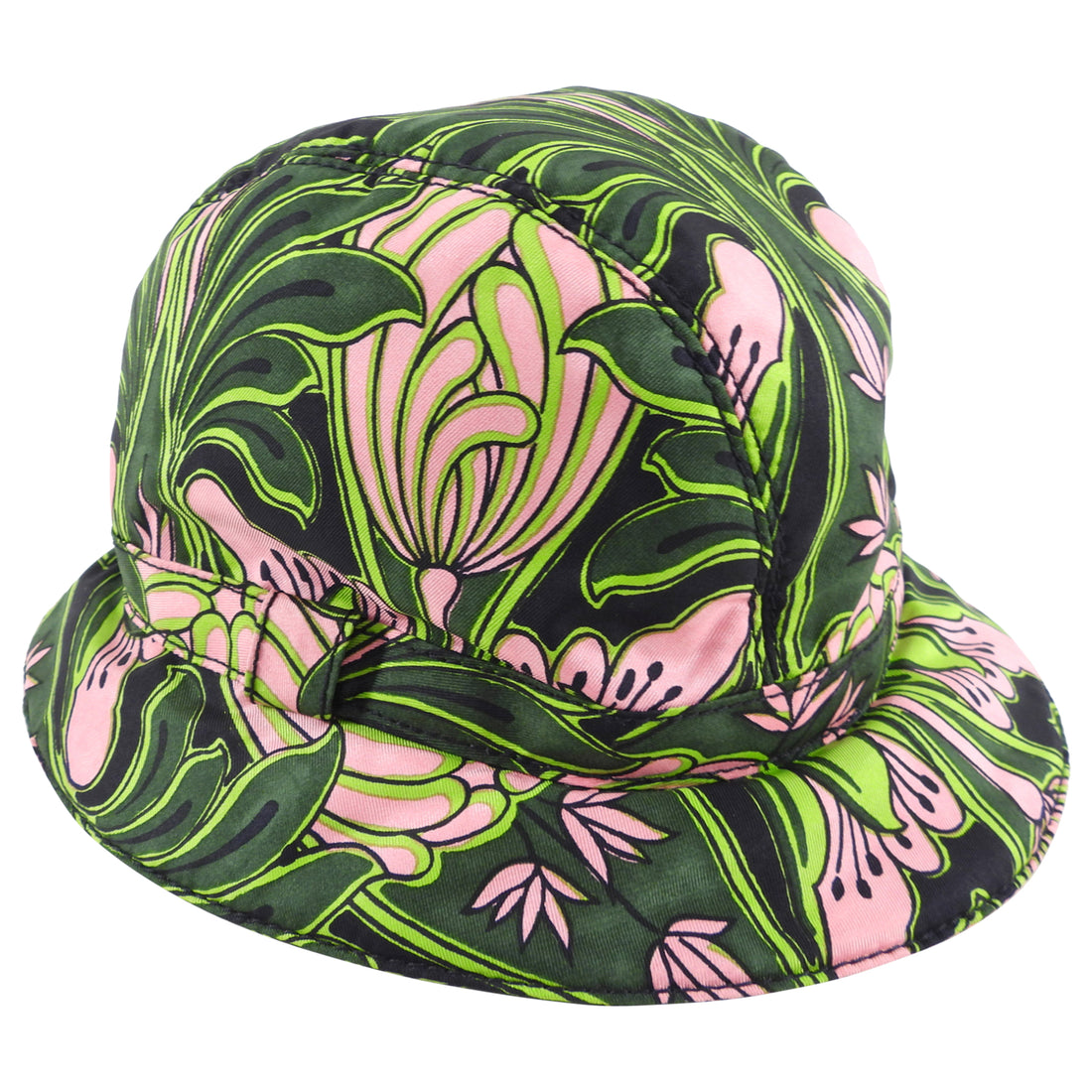 Prada x Holliday Brown Green and Pink Floral Bucket Hat M – I