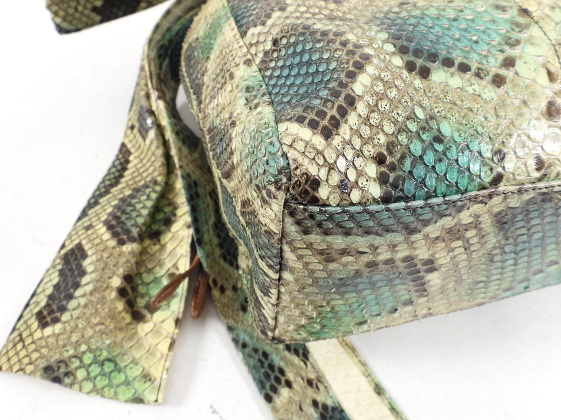 Prada Green Python Snakeskin Large Shoulder Bag