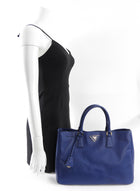 Prada Dark Blue Saffiano Leather Large Galleria Tote Bag