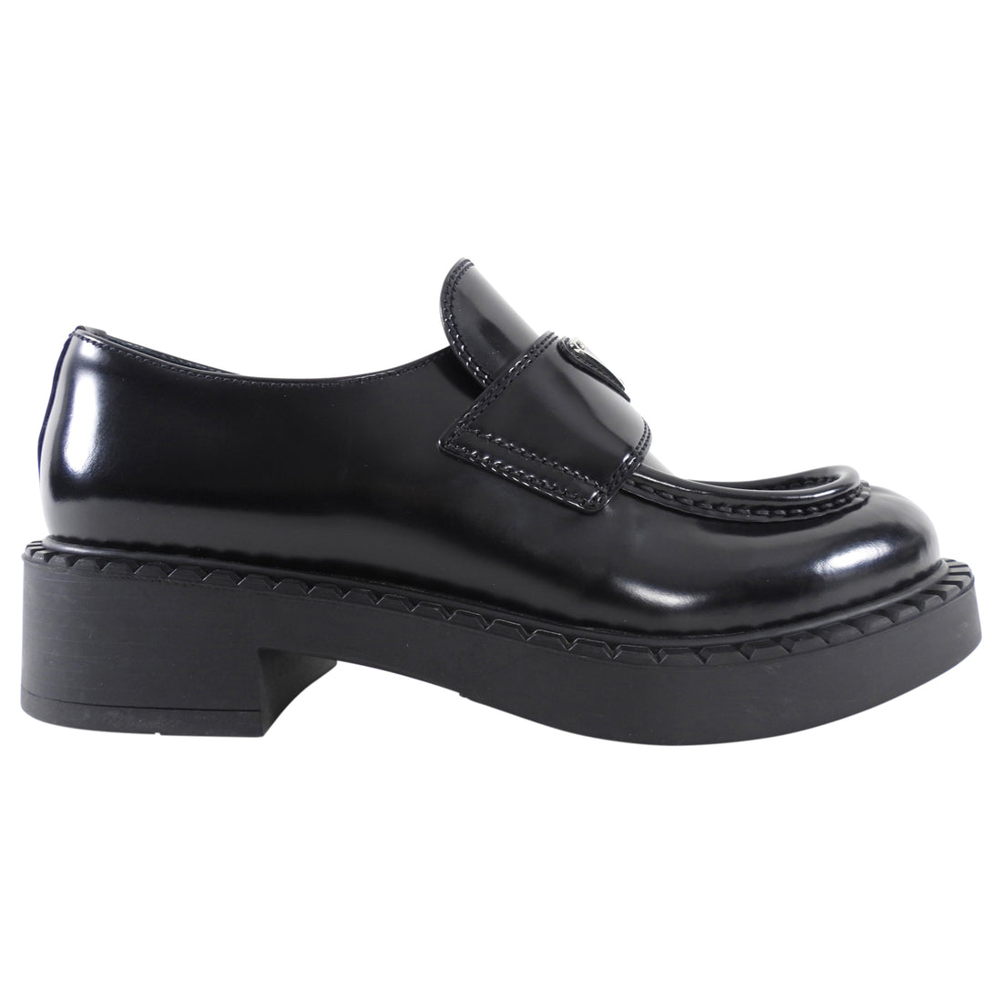 Prada Black Brushed Leather Loafers - 36 / 36.5